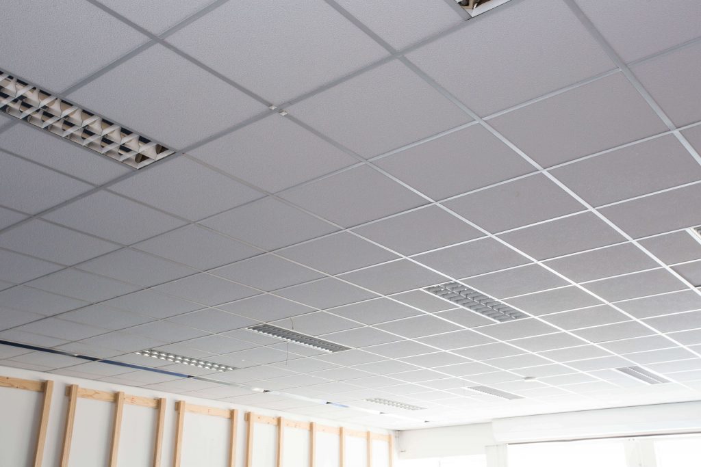 Suspended ceiling metal frame tiles