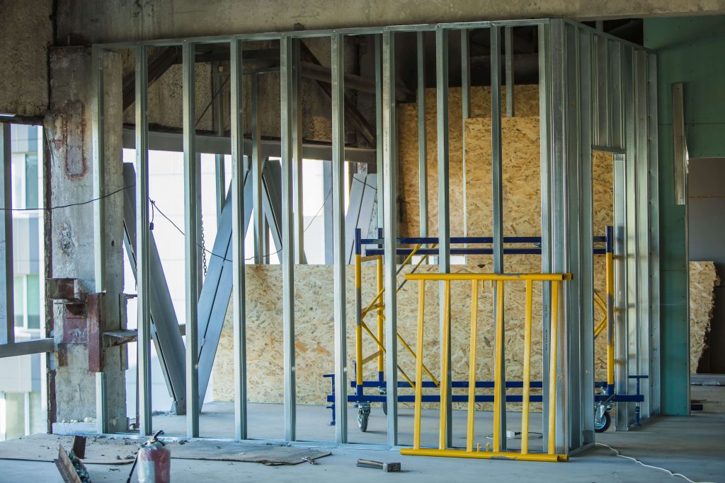 Steel framing partitions commercial wall