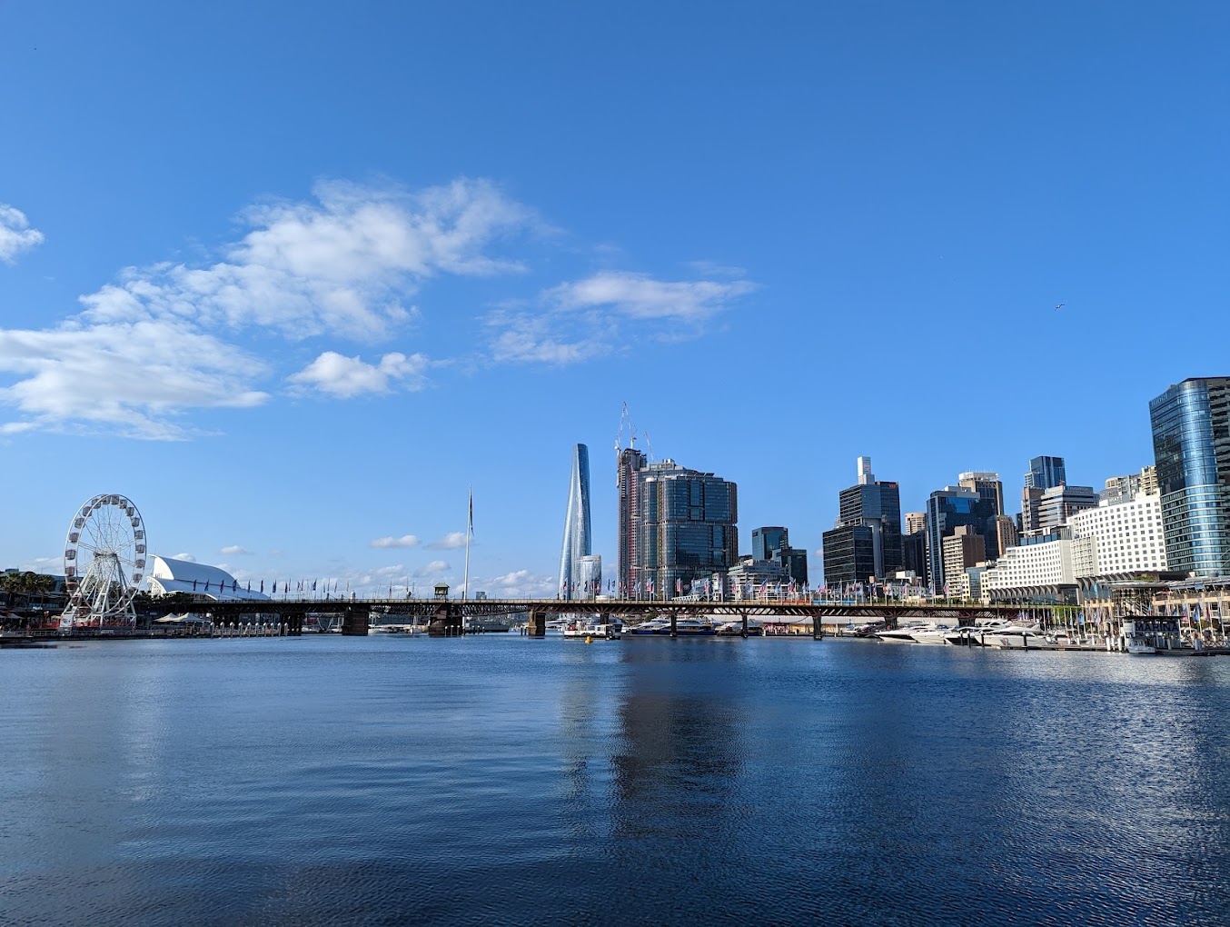Darling Harbour view with surrounding Sydney city buildings